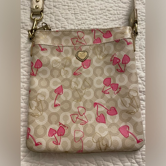 Coach Handbags - Coach Waverly Cherries Coated Signature Swingpack Crossbody Vintage